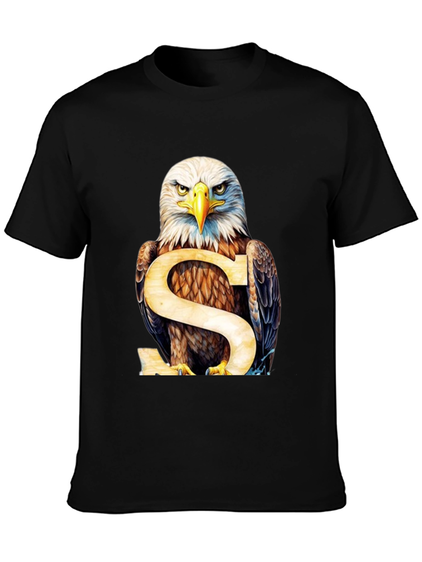 Eagle Graphic Print Mens Black T-Shirt