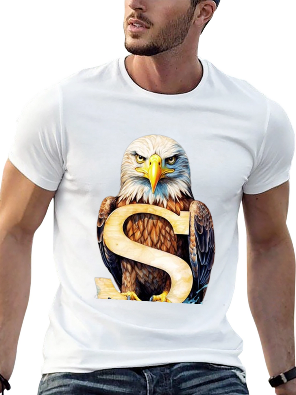 Eagle Graphic Print Mens Black T-Shirt