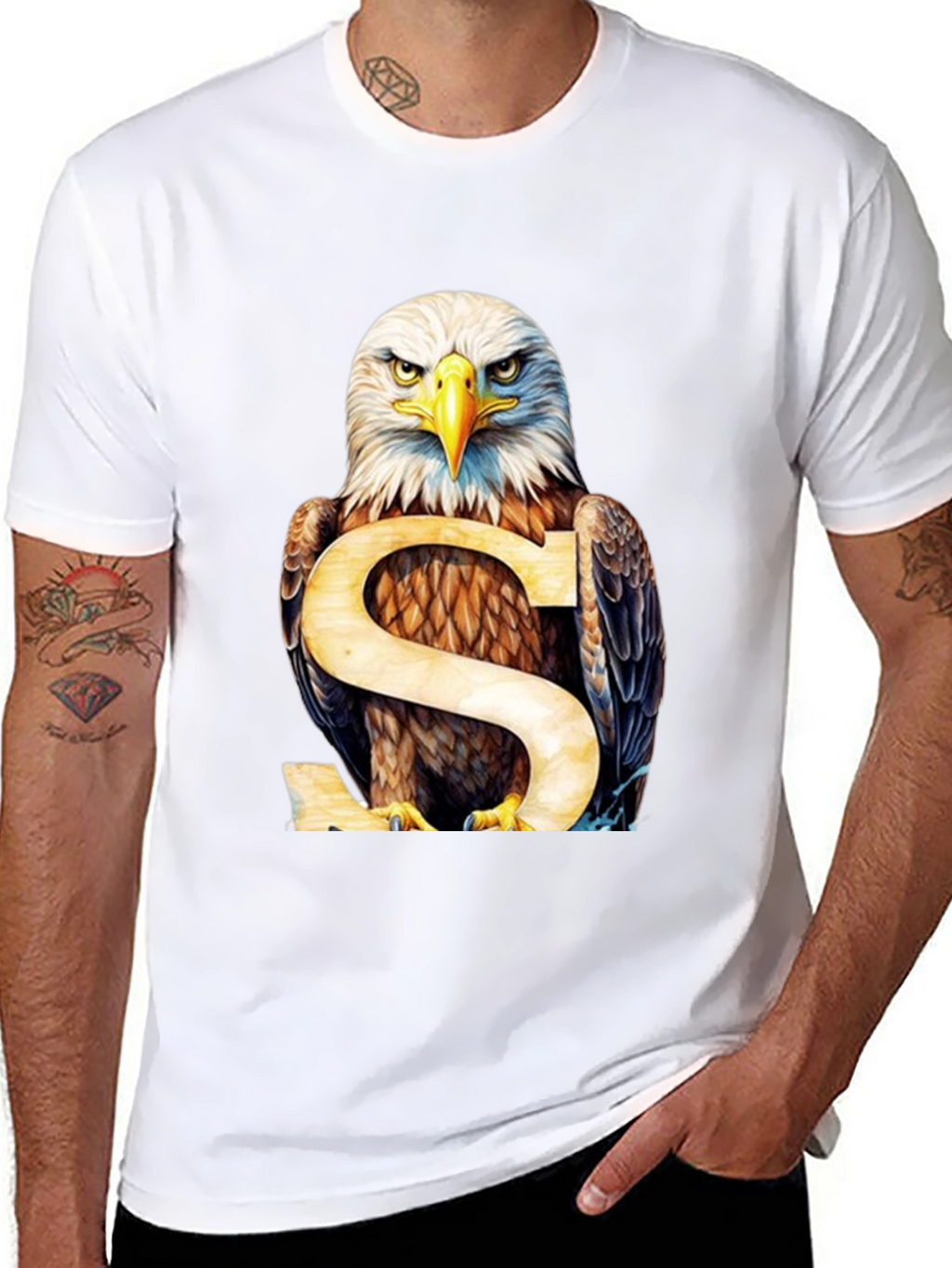 Eagle Graphic Print Mens Black T-Shirt