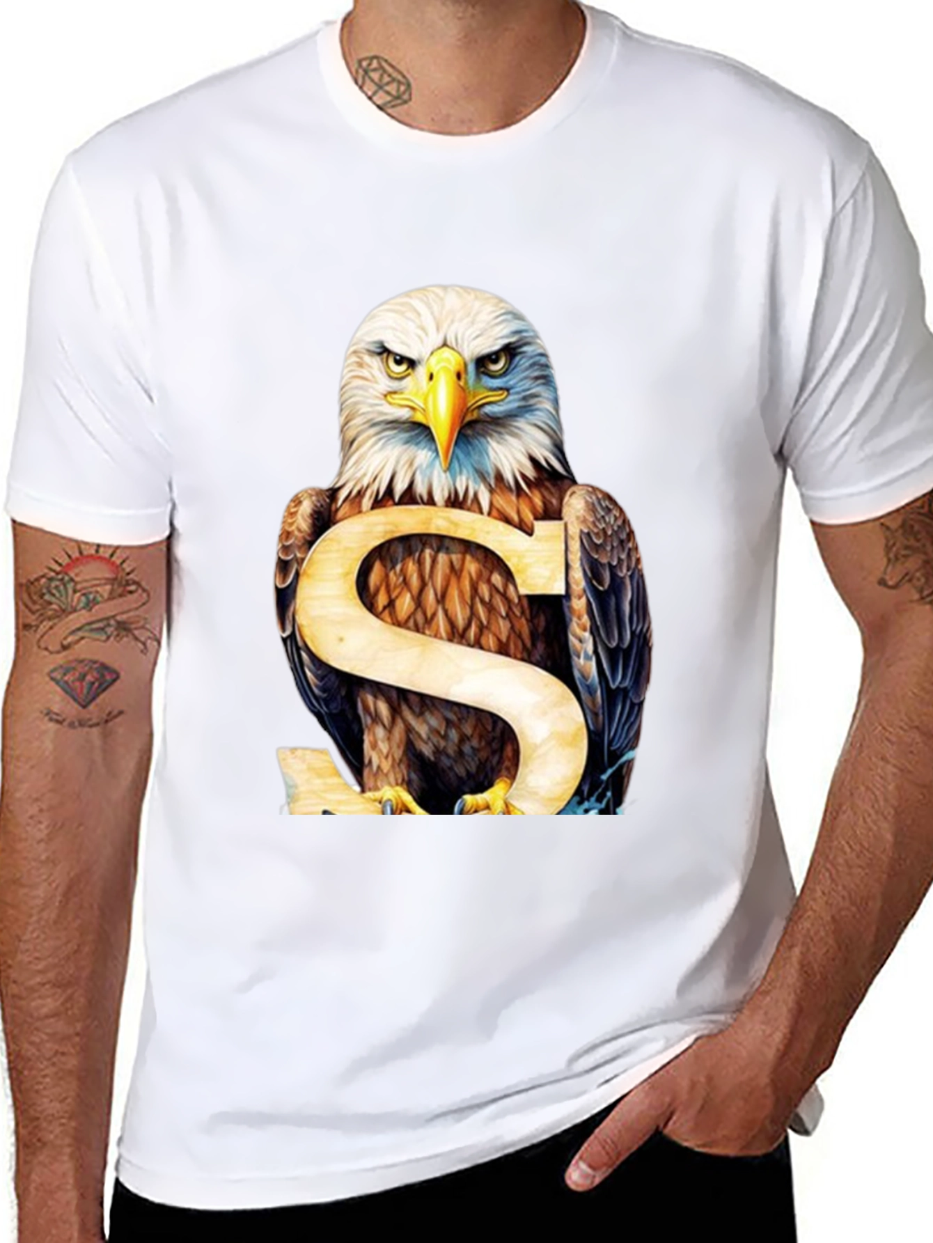 Eagle Graphic Print Mens Black T-Shirt