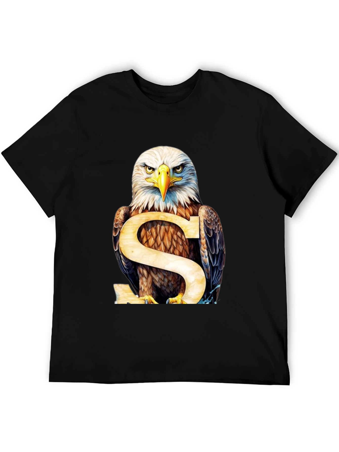 Eagle Graphic Print Mens Black T-Shirt