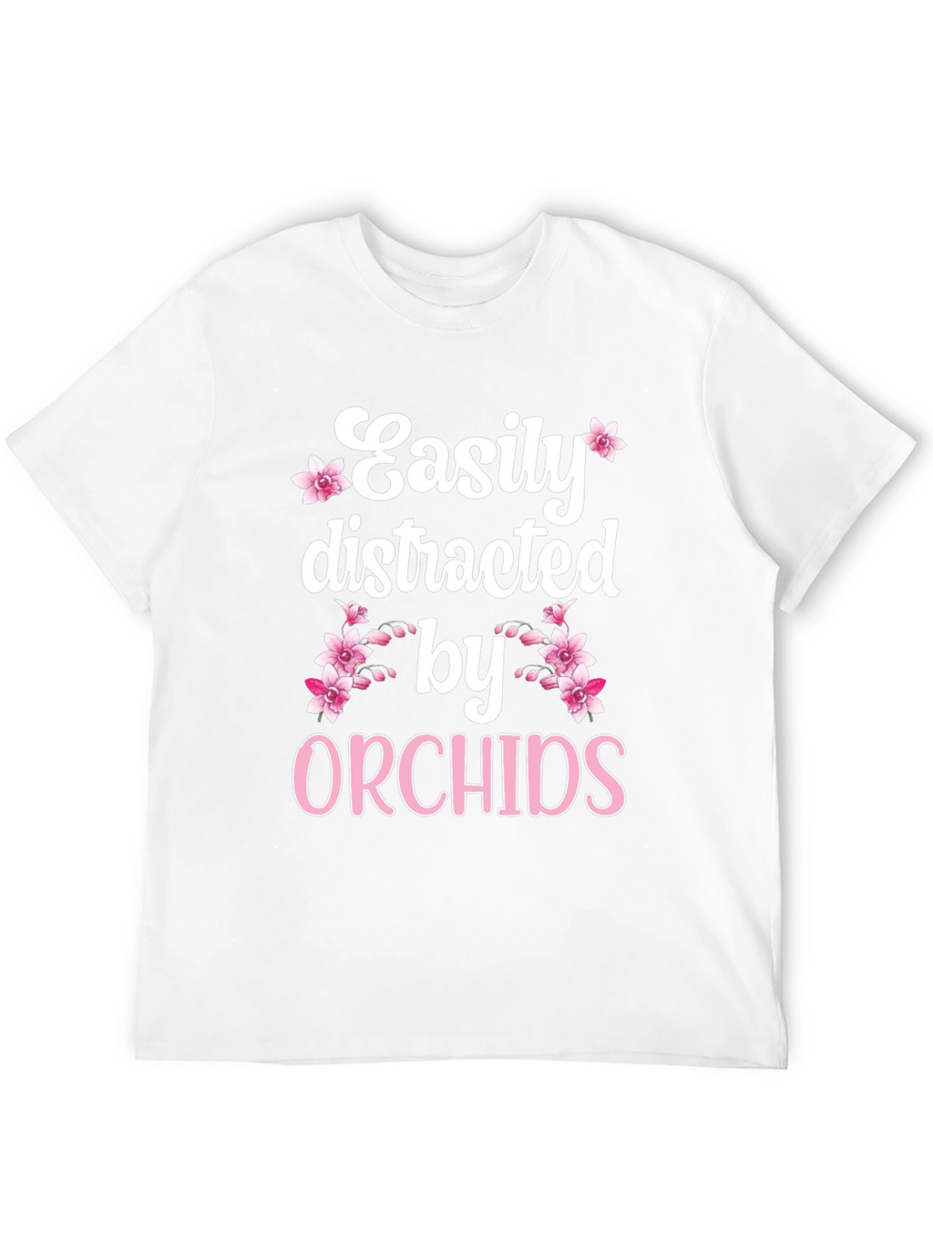 Easily Distracted by Orchids Black T-Shirt