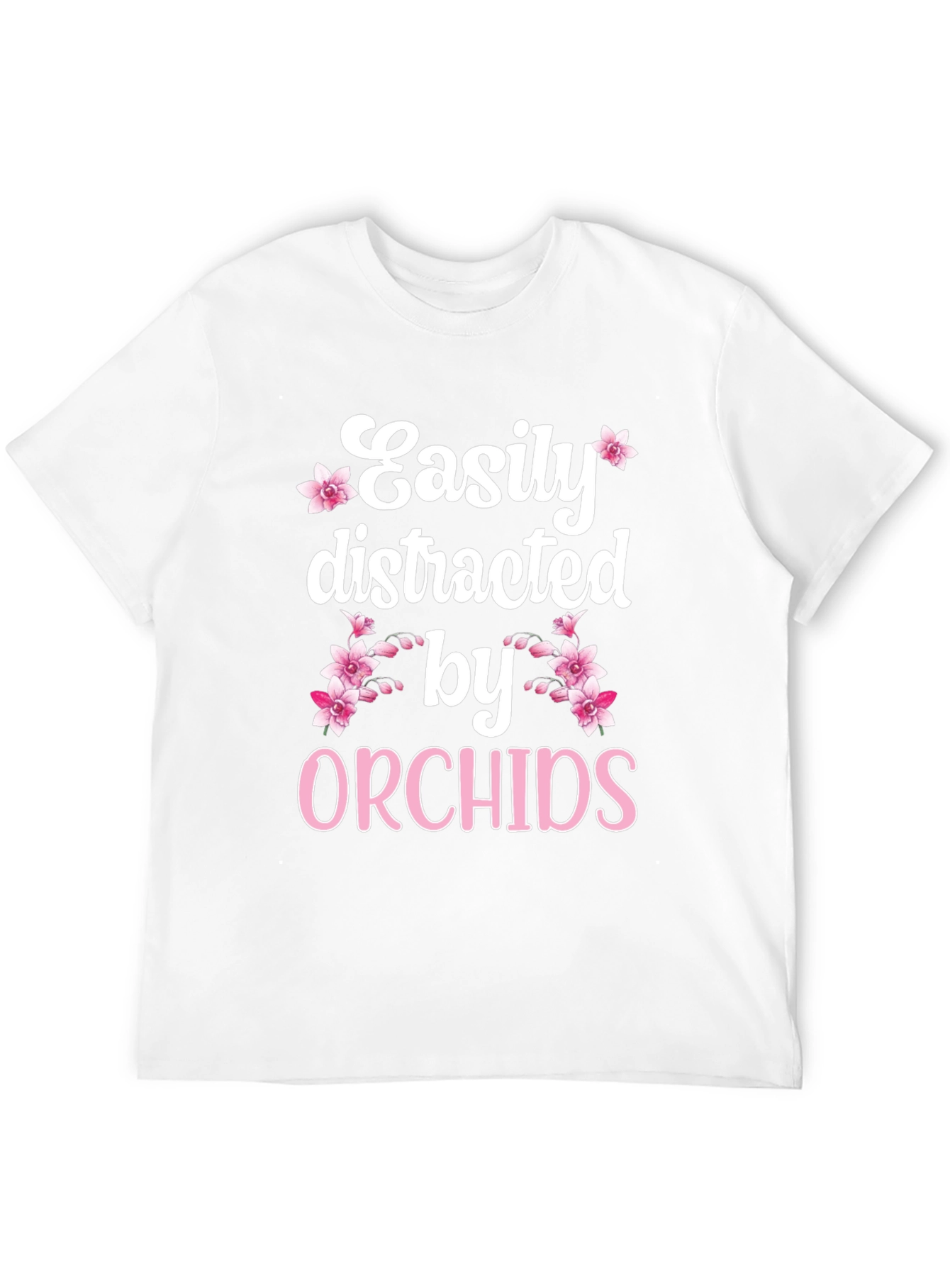 Easily Distracted by Orchids Black T-Shirt