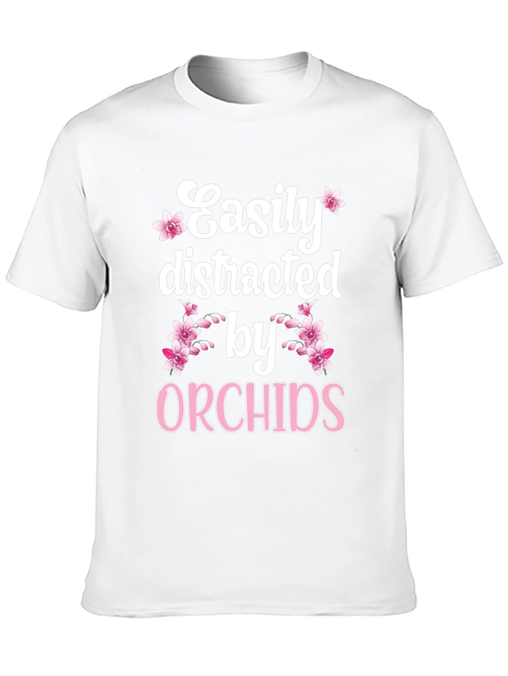 Easily Distracted by Orchids Black T-Shirt