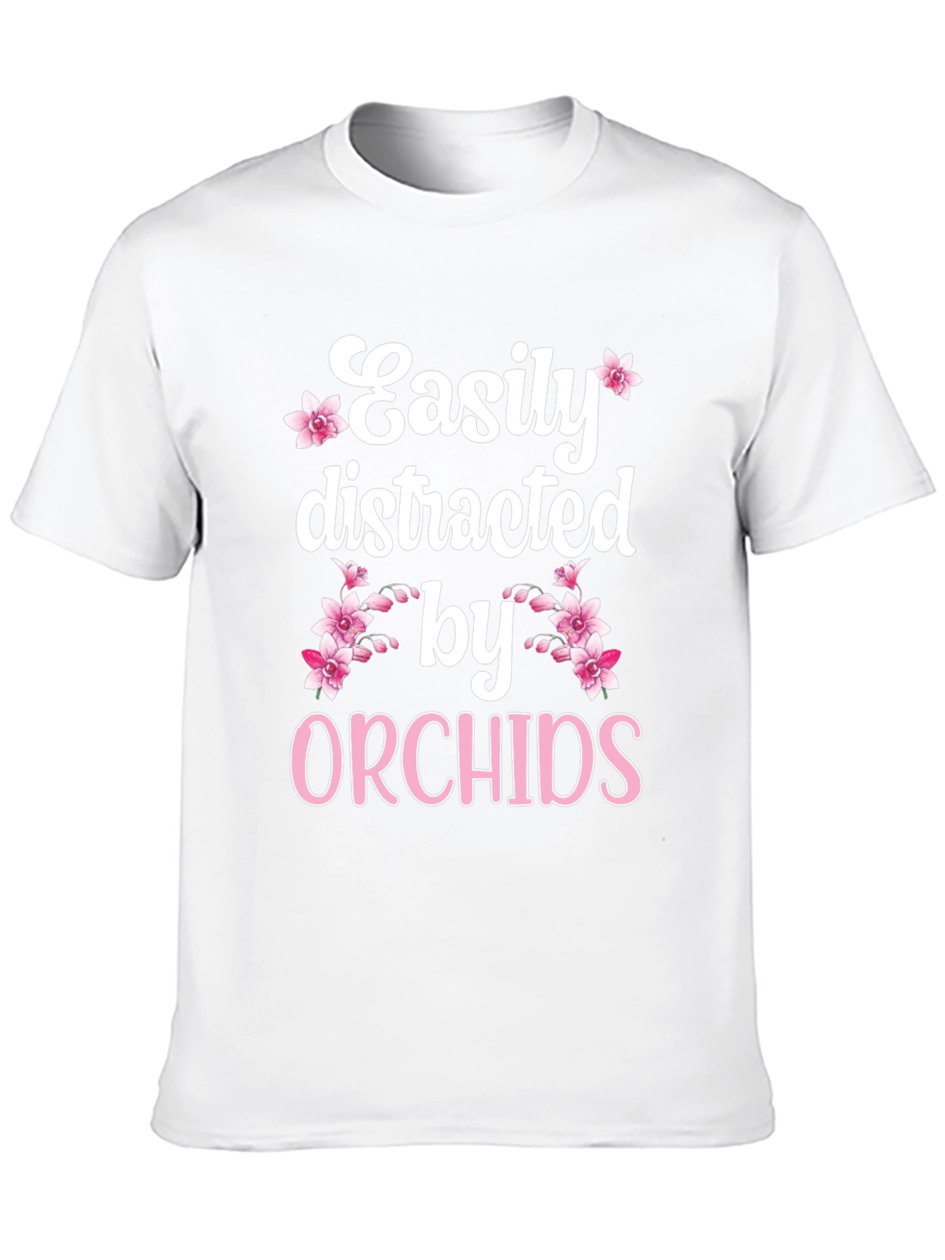 Easily Distracted by Orchids Black T-Shirt