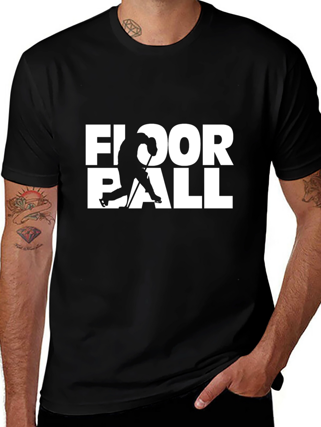 Floorball Graphic Tee - Black Short Sleeve