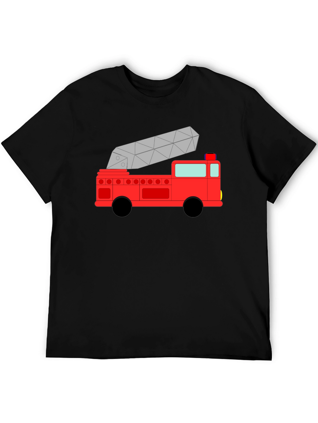 Cartoon Firetruck Black T-Shirt