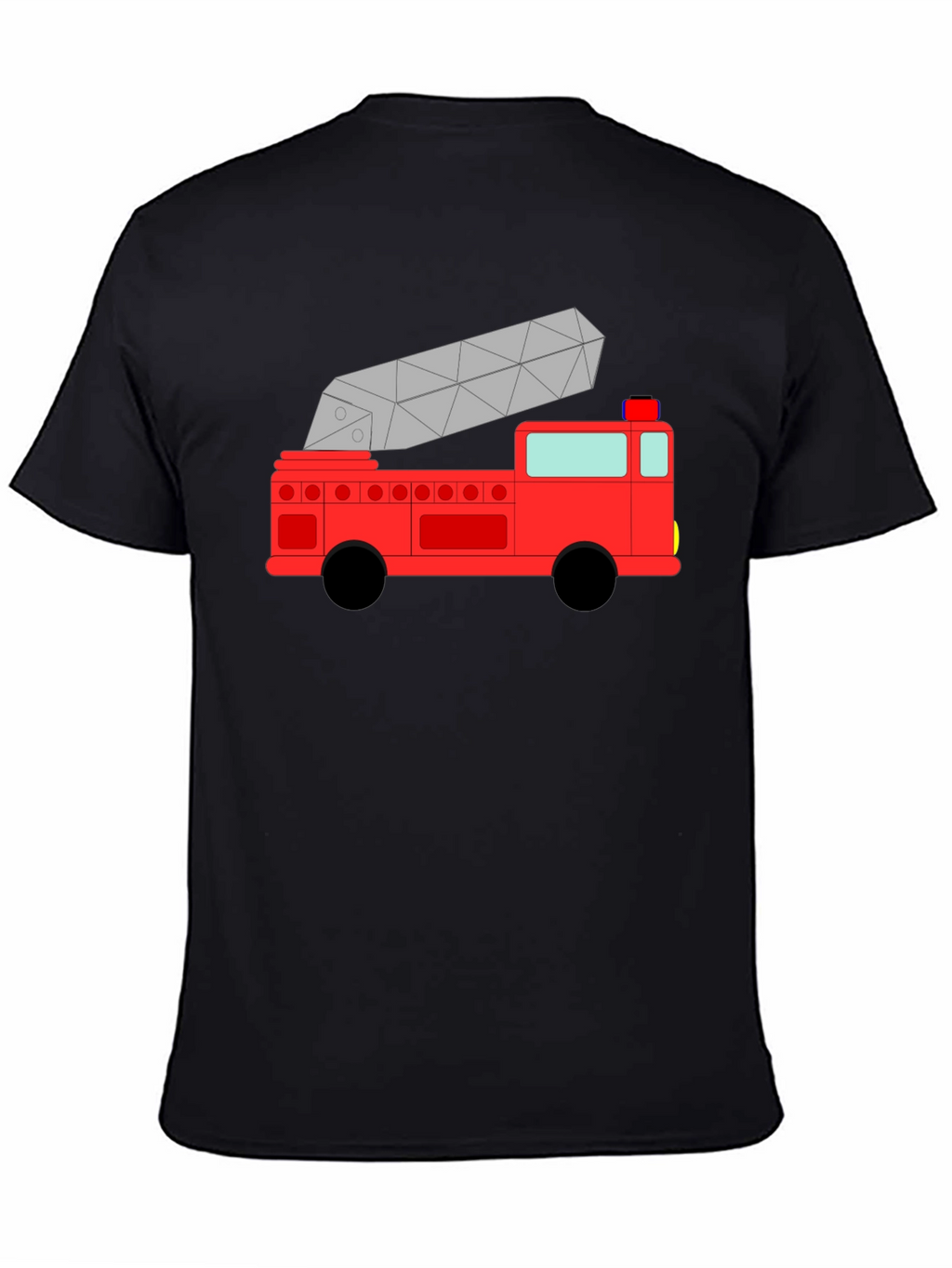 Cartoon Firetruck Black T-Shirt