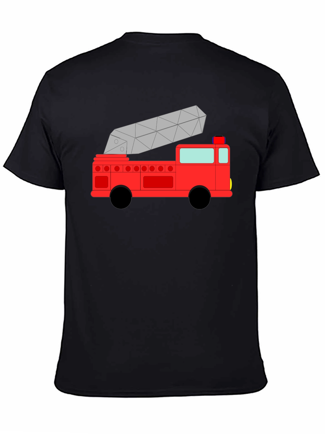 Cartoon Firetruck Black T-Shirt