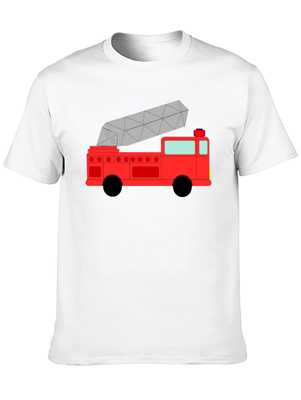Cartoon Firetruck Black T-Shirt
