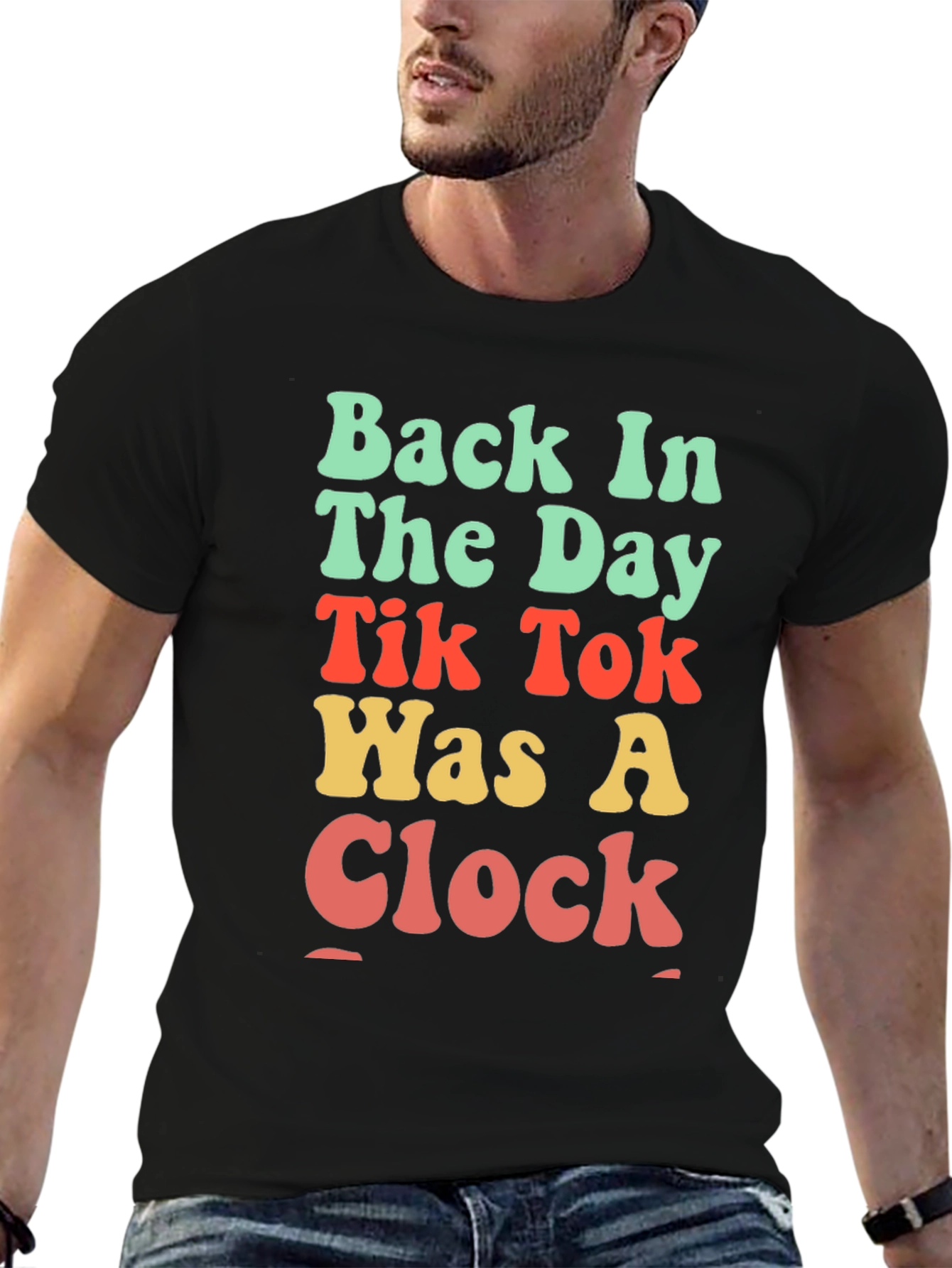 Retro TikTok Was A Clock Black T-Shirt