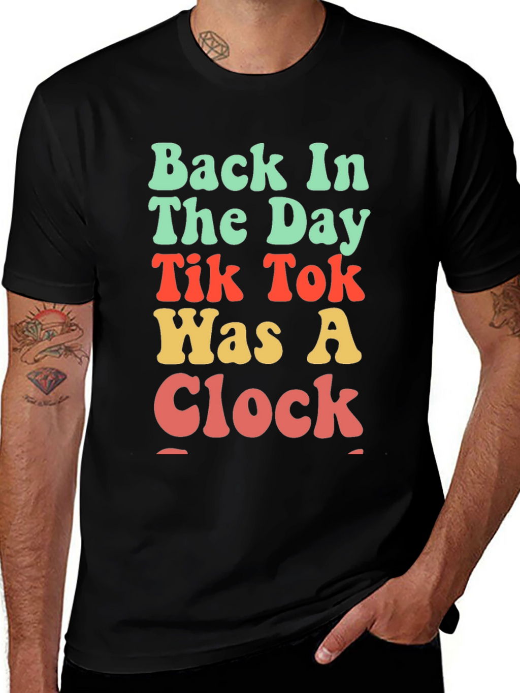 Retro TikTok Was A Clock Black T-Shirt