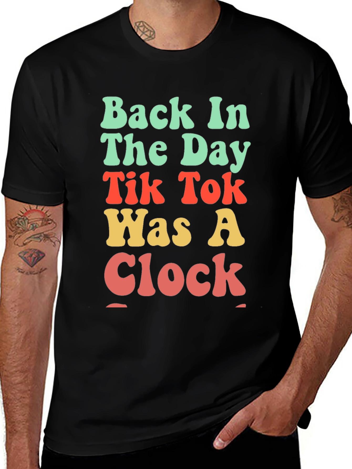 Retro TikTok Was A Clock Black T-Shirt