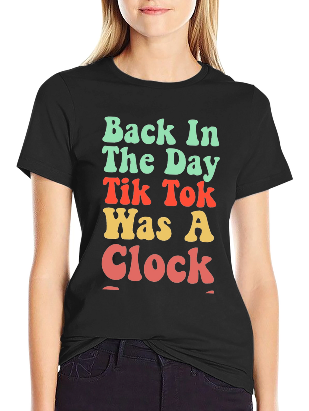 Retro TikTok Was A Clock Black T-Shirt