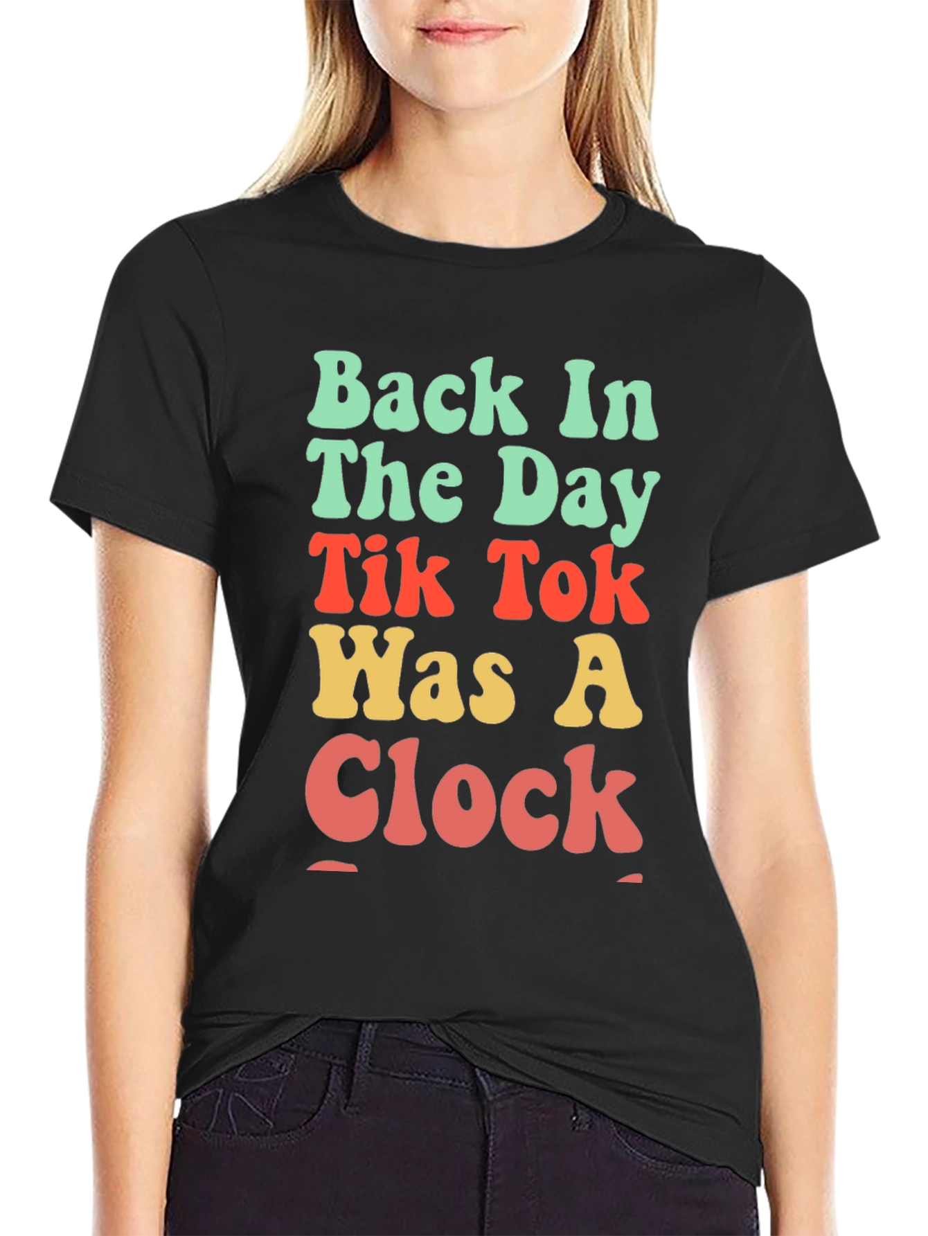 Retro TikTok Was A Clock Black T-Shirt