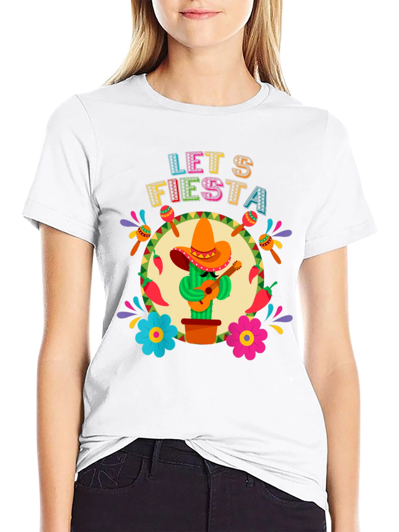 Lets Fiesta T-Shirt - Fun Cactus Design