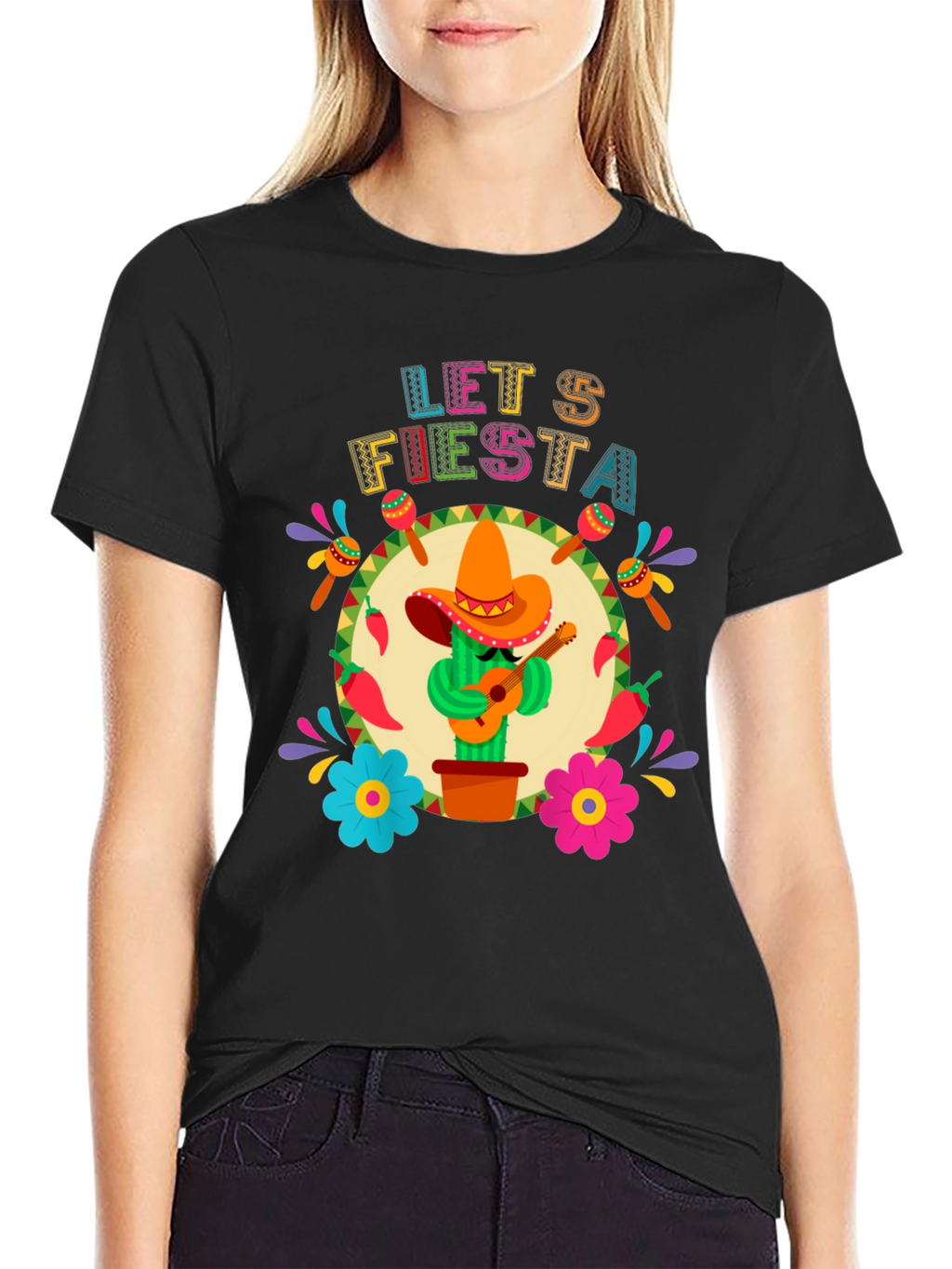 Lets Fiesta T-Shirt - Fun Cactus Design