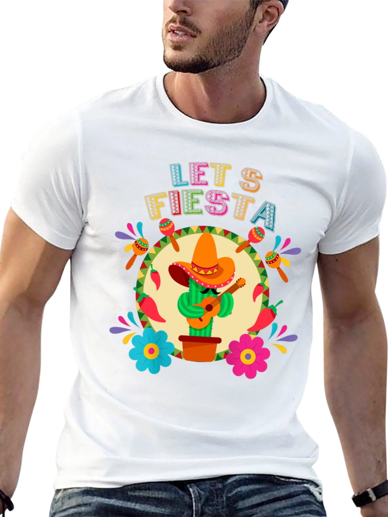 Lets Fiesta T-Shirt - Fun Cactus Design