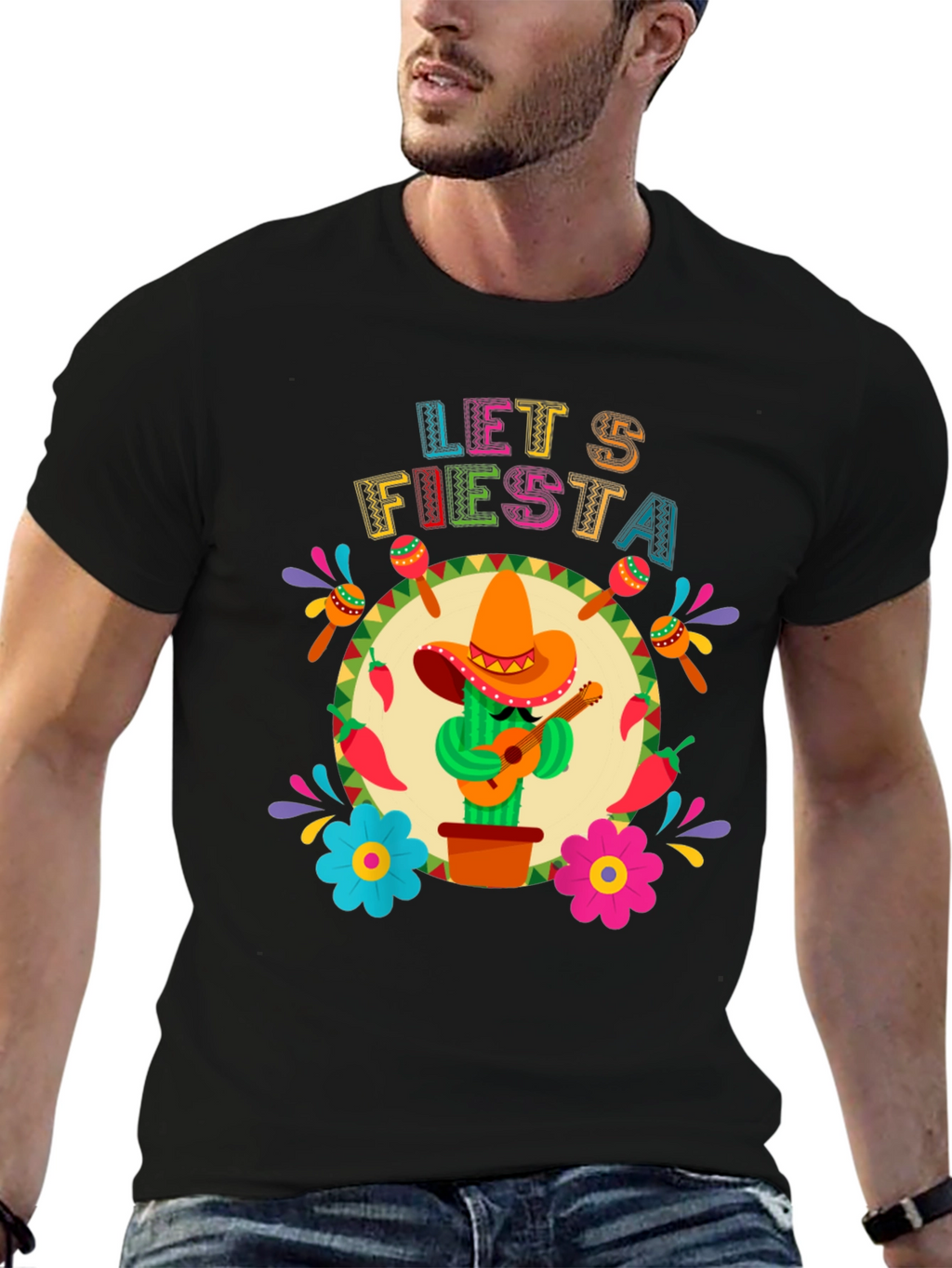Lets Fiesta T-Shirt - Fun Cactus Design