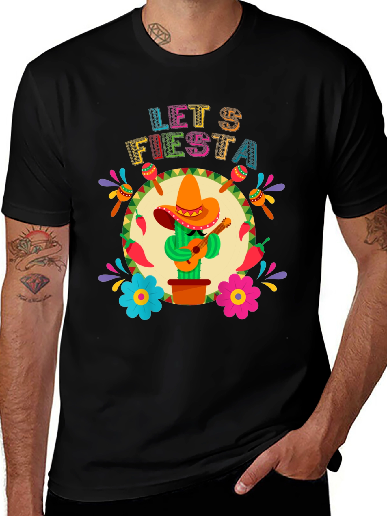 Lets Fiesta T-Shirt - Fun Cactus Design