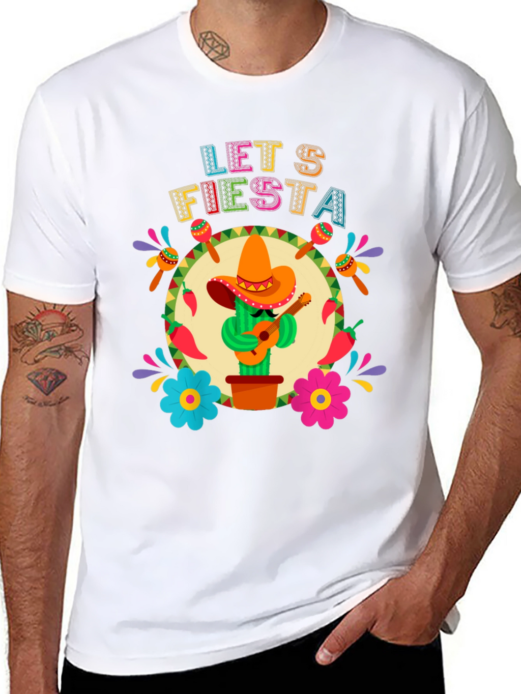 Lets Fiesta T-Shirt - Fun Cactus Design