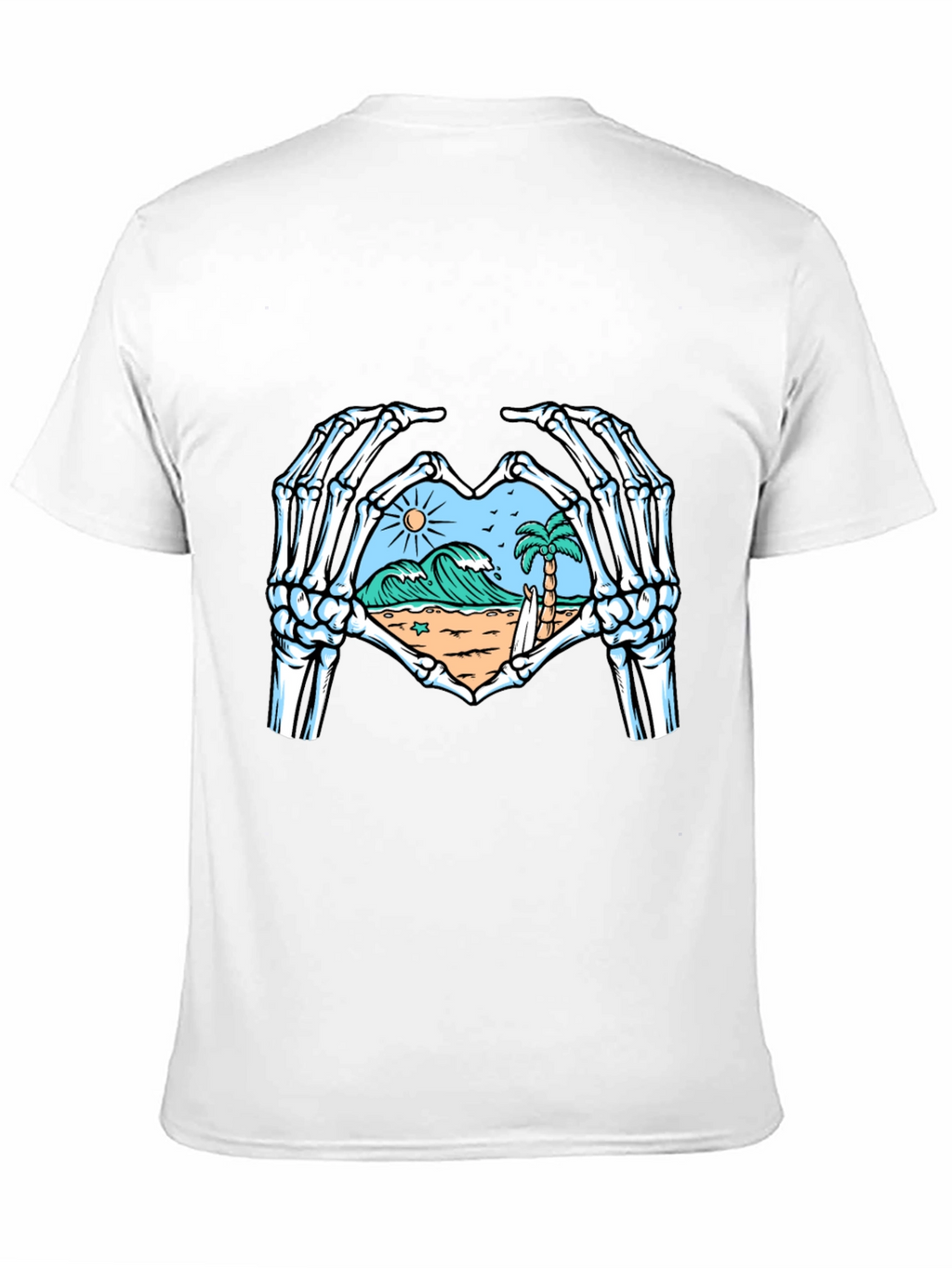 Skeleton Hands Heart Beach Graphic T-Shirt