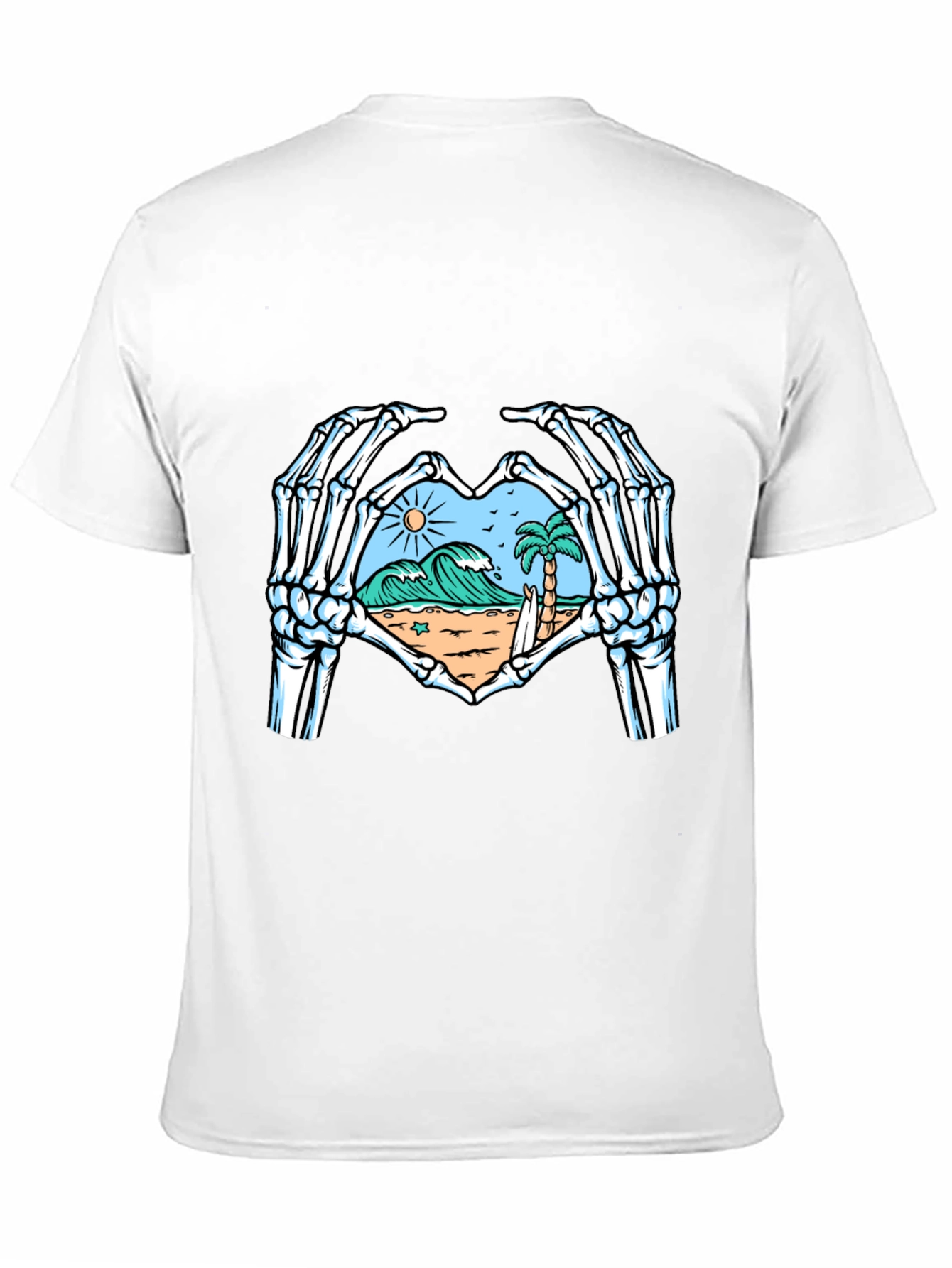 Skeleton Hands Heart Beach Graphic T-Shirt