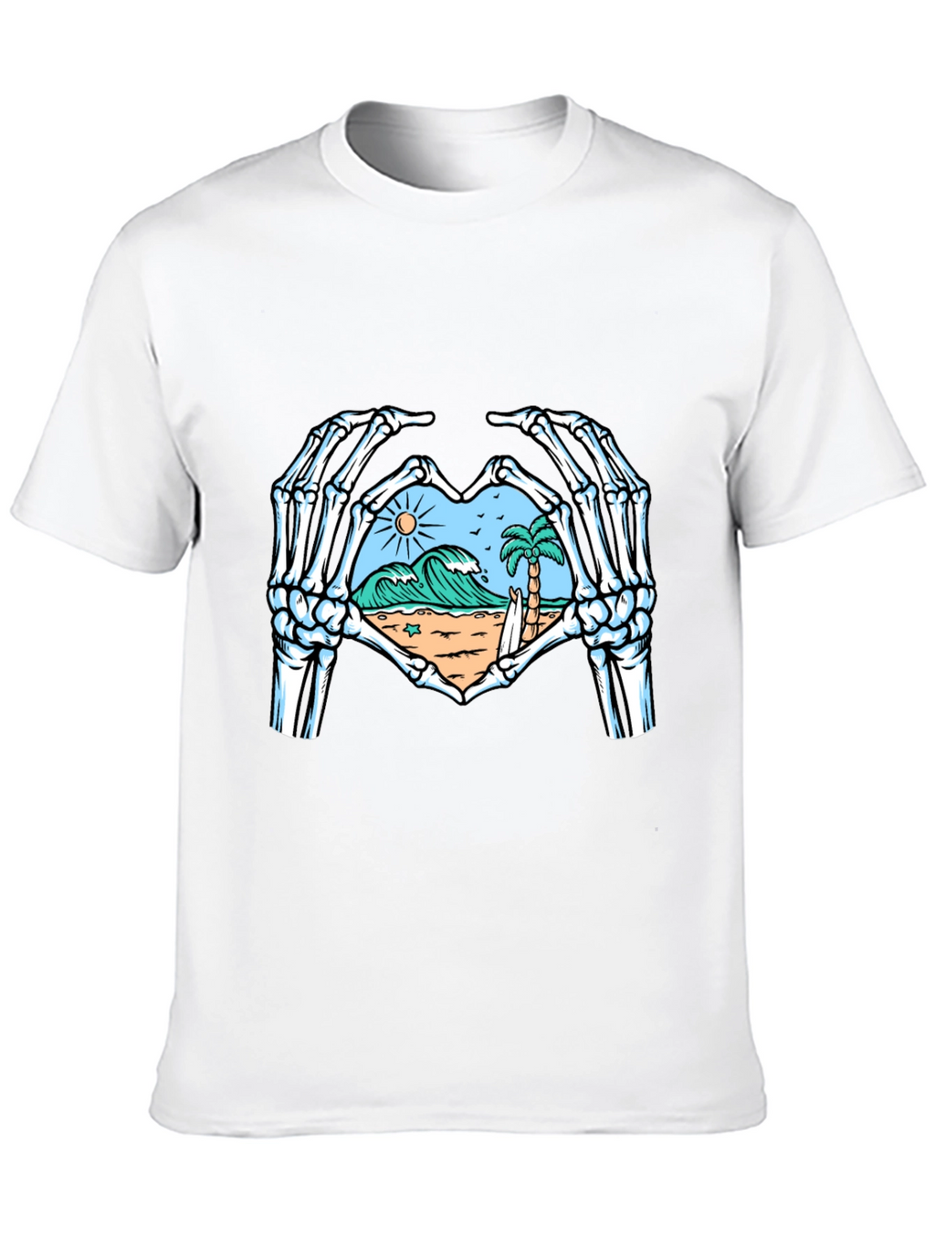 Skeleton Hands Heart Beach Graphic T-Shirt
