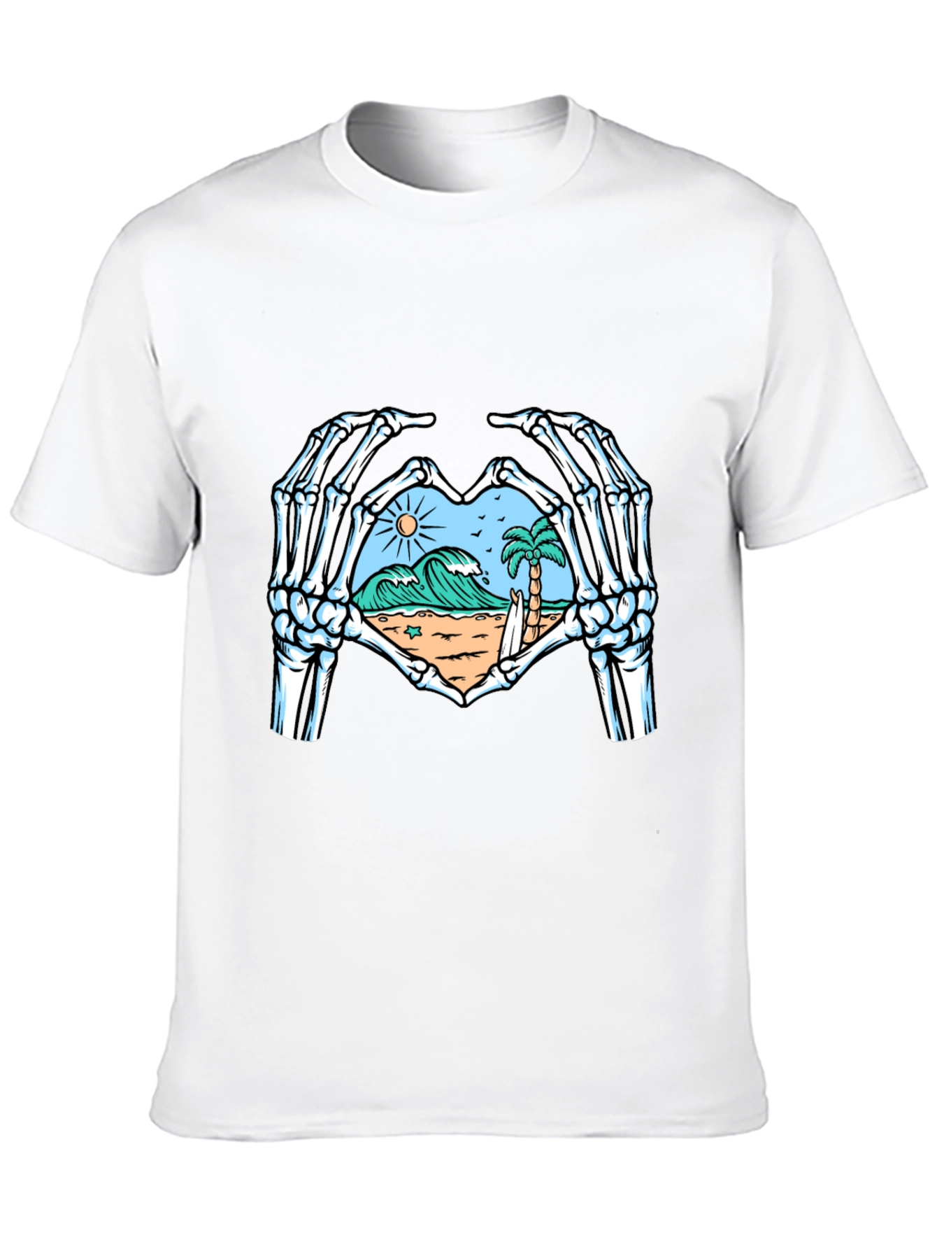 Skeleton Hands Heart Beach Graphic T-Shirt