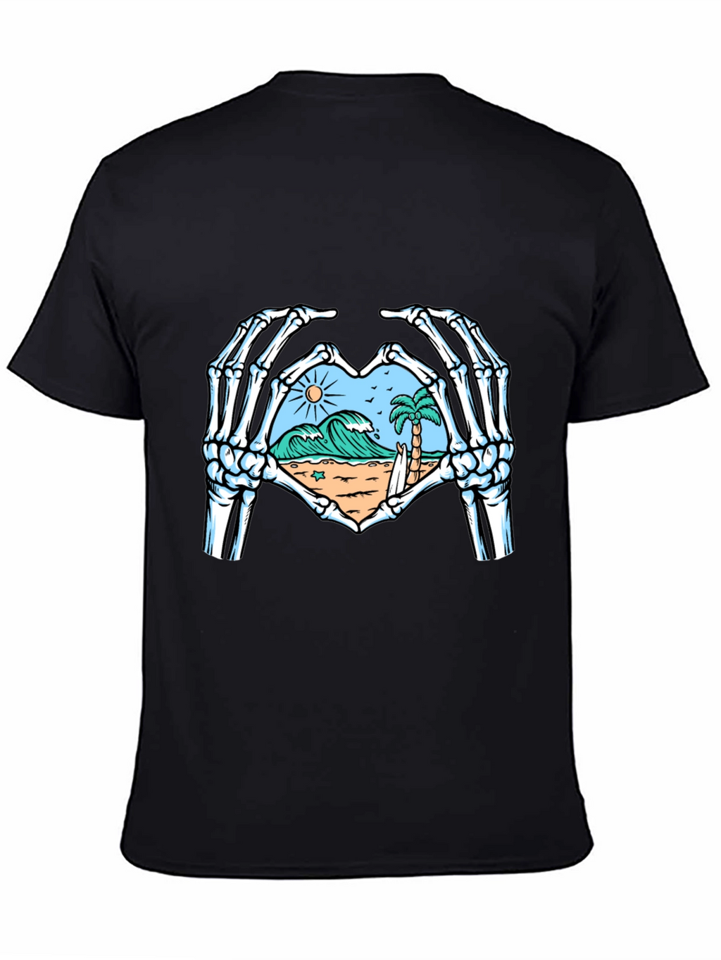 Skeleton Hands Heart Beach Graphic T-Shirt