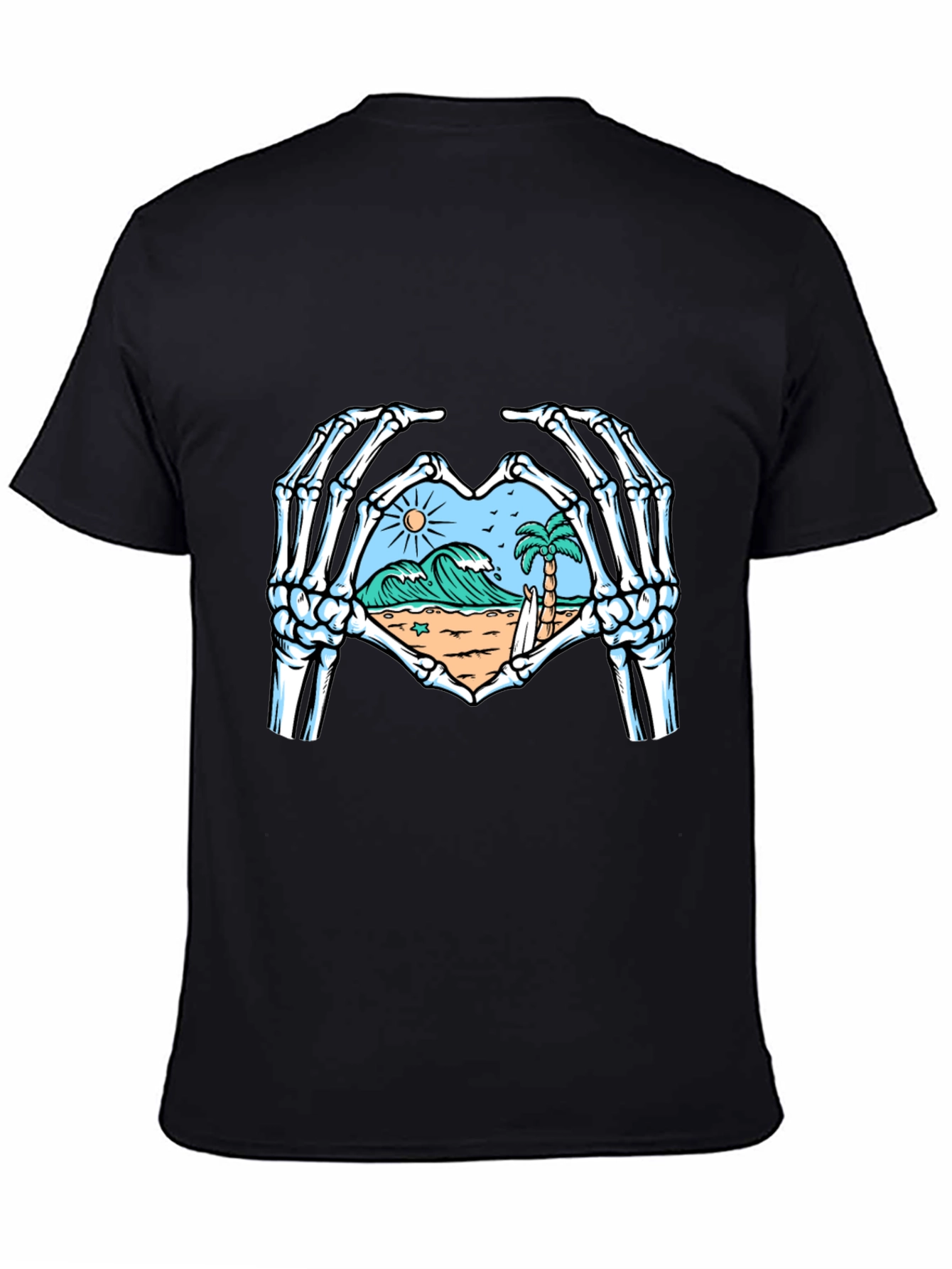 Skeleton Hands Heart Beach Graphic T-Shirt