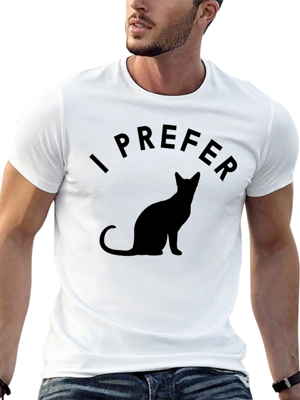 I Prefer Cats Graphic T-Shirt - Black Unisex Tee