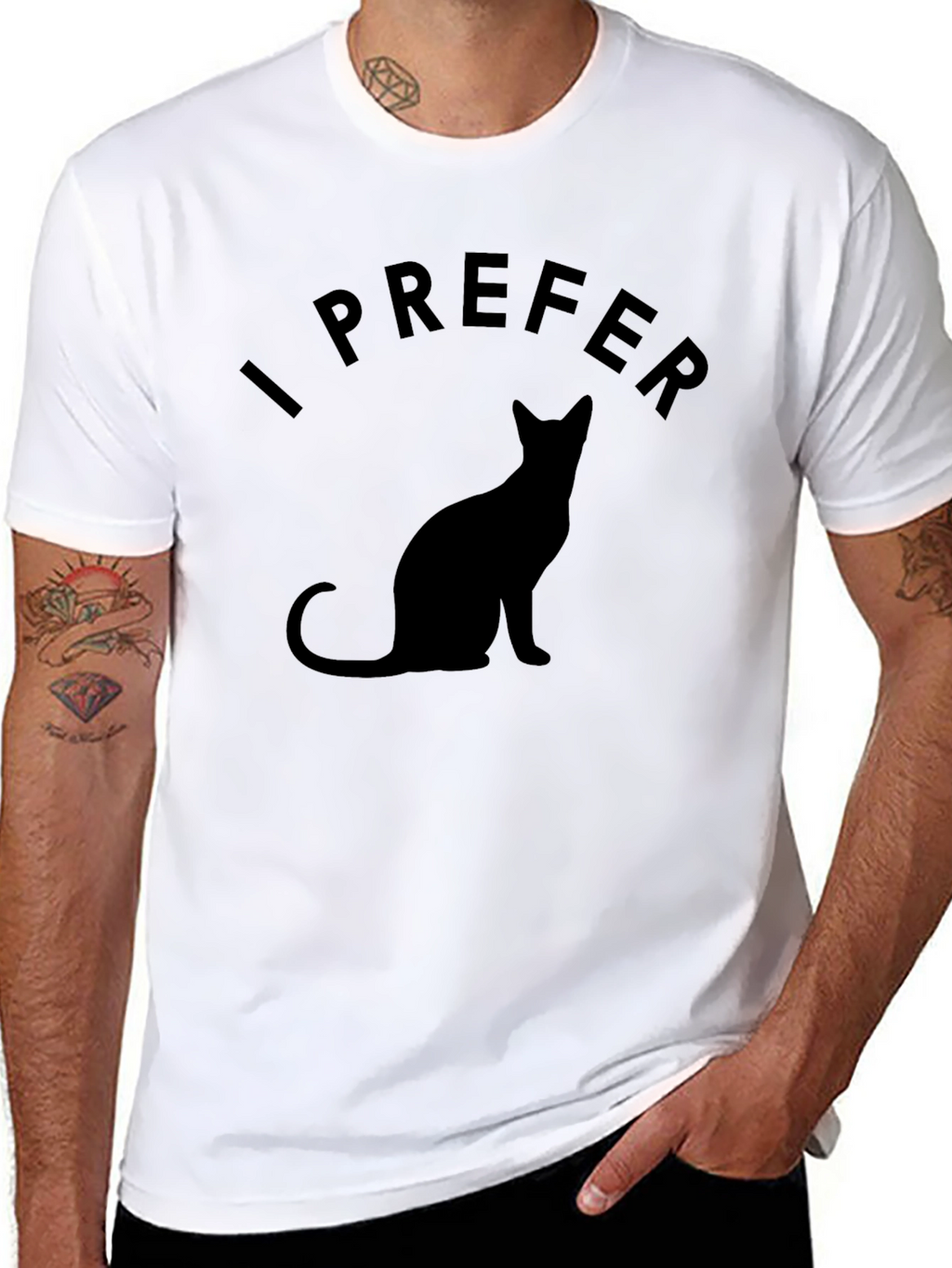 I Prefer Cats Graphic T-Shirt - Black Unisex Tee