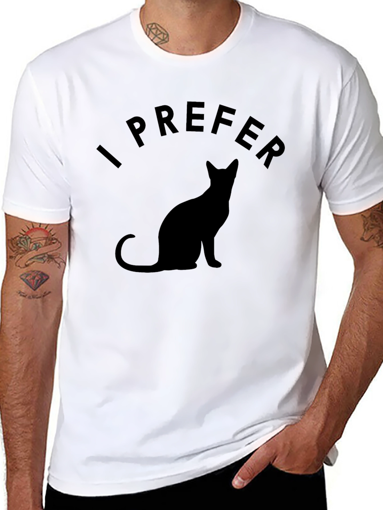 I Prefer Cats Graphic T-Shirt - Black Unisex Tee