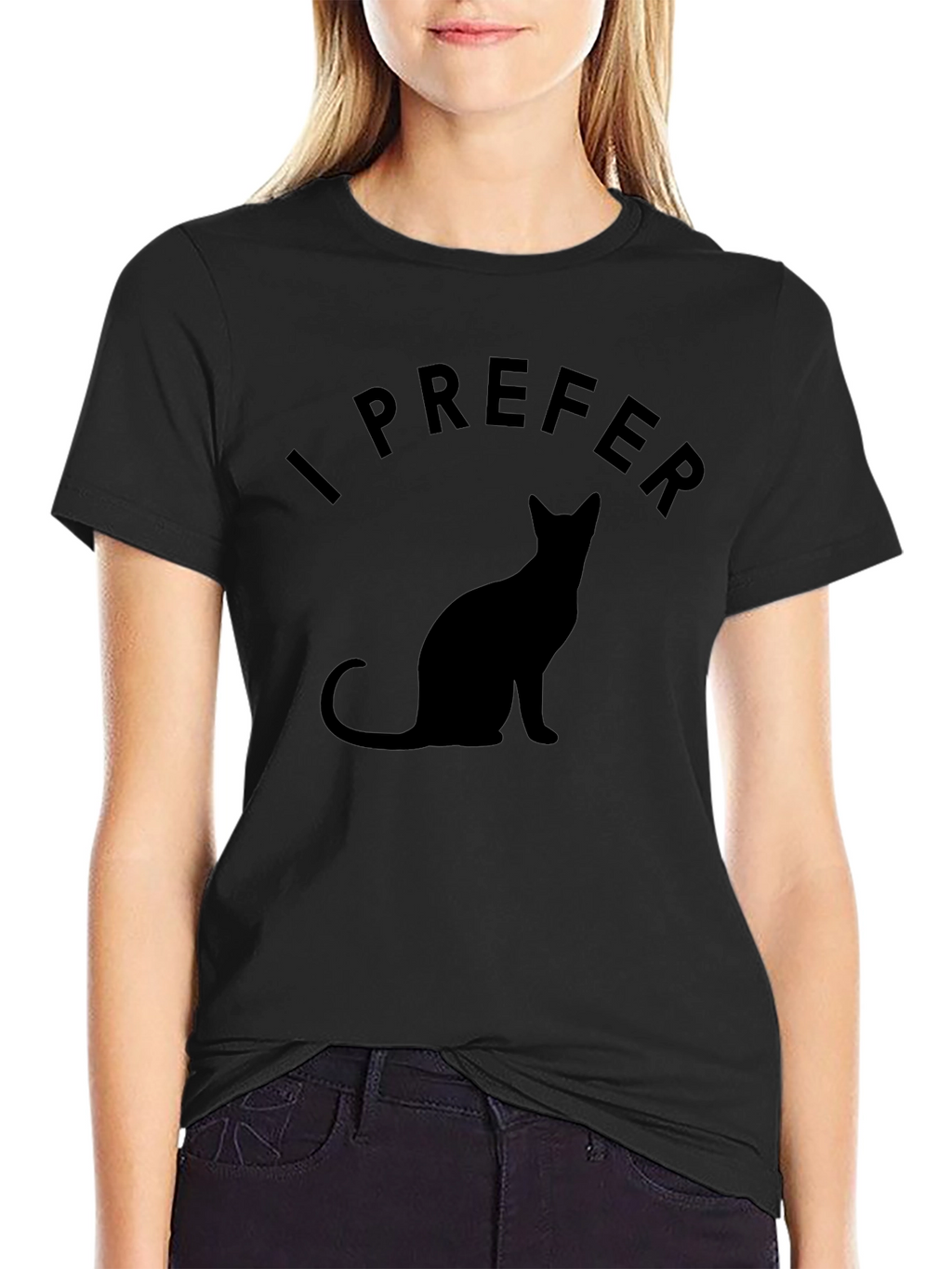 I Prefer Cats Graphic T-Shirt - Black Unisex Tee