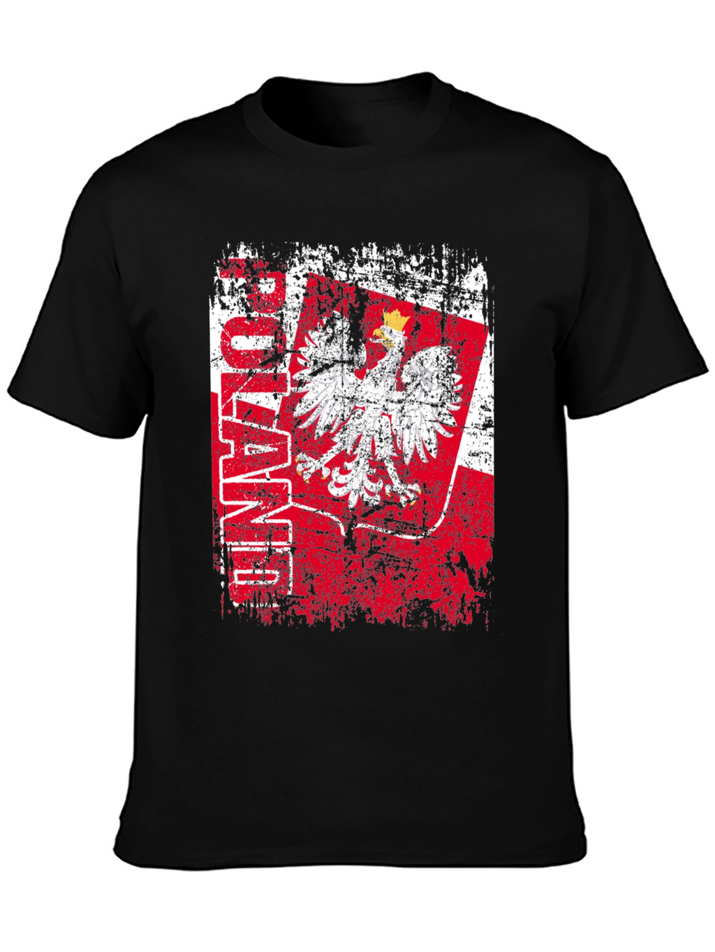 Poland Eagle Flag Graphic T-Shirt - Distressed Design