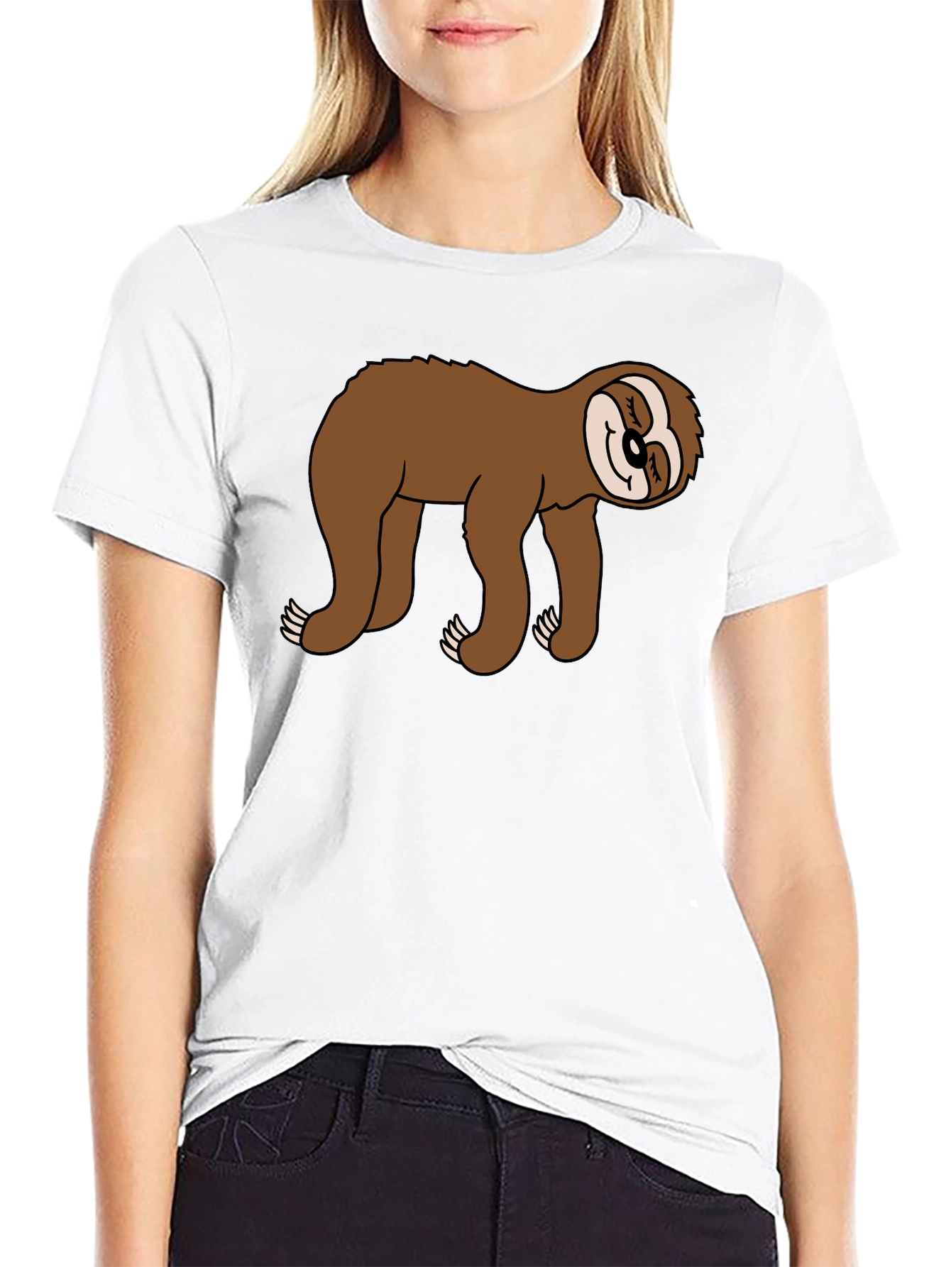 Sloth Graphic Tee - Black Casual Comfort