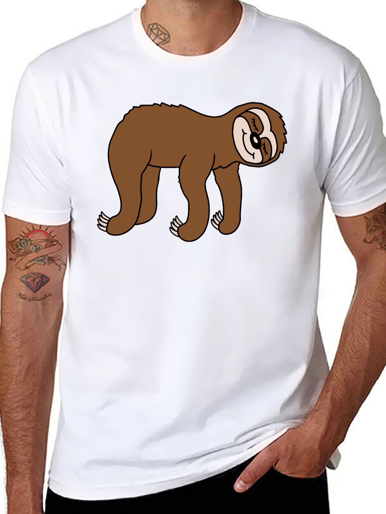 Sloth Graphic Tee - Black Casual Comfort