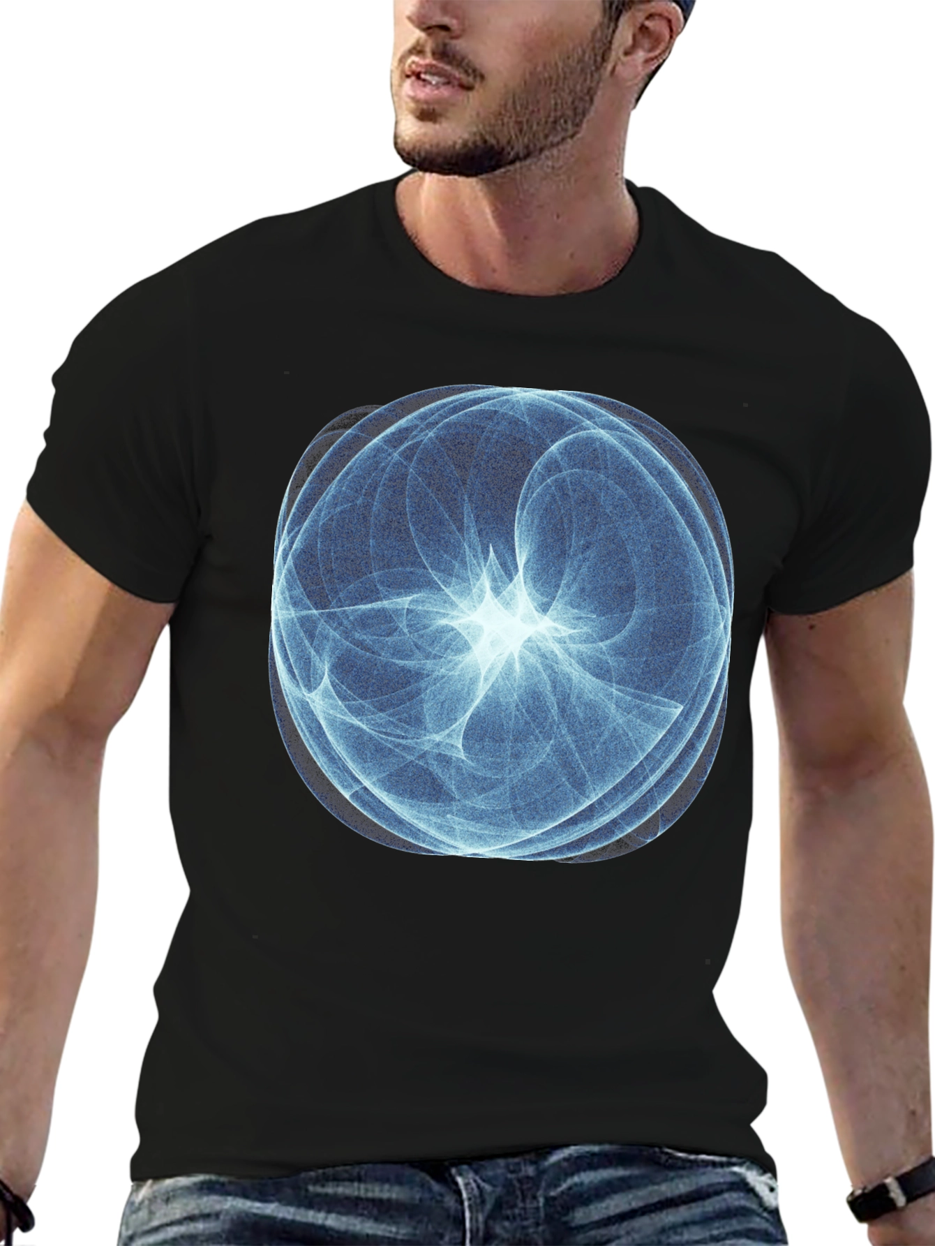 Abstract Blue Sphere Graphic T-Shirt