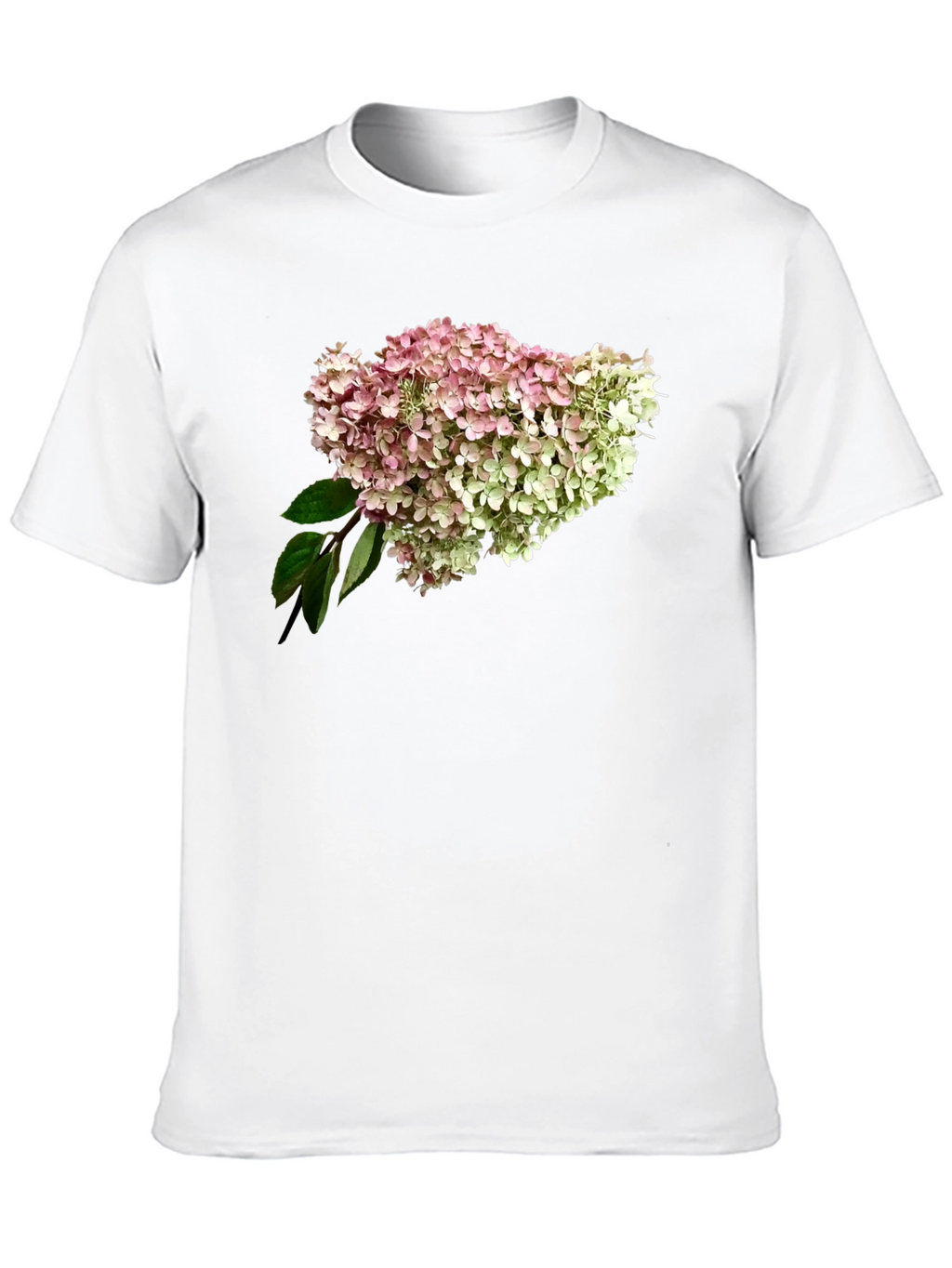 Floral Hydrangea Print Black T-Shirt