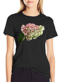 Floral Hydrangea Print Black T-Shirt