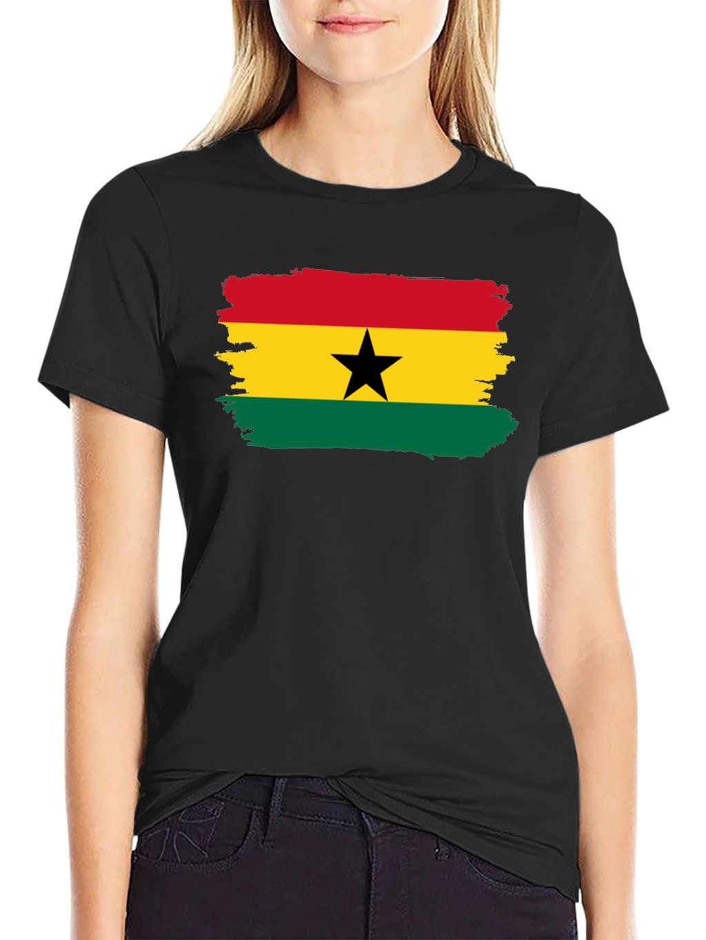 Ghana Flag T-Shirt - Black Cotton Tee