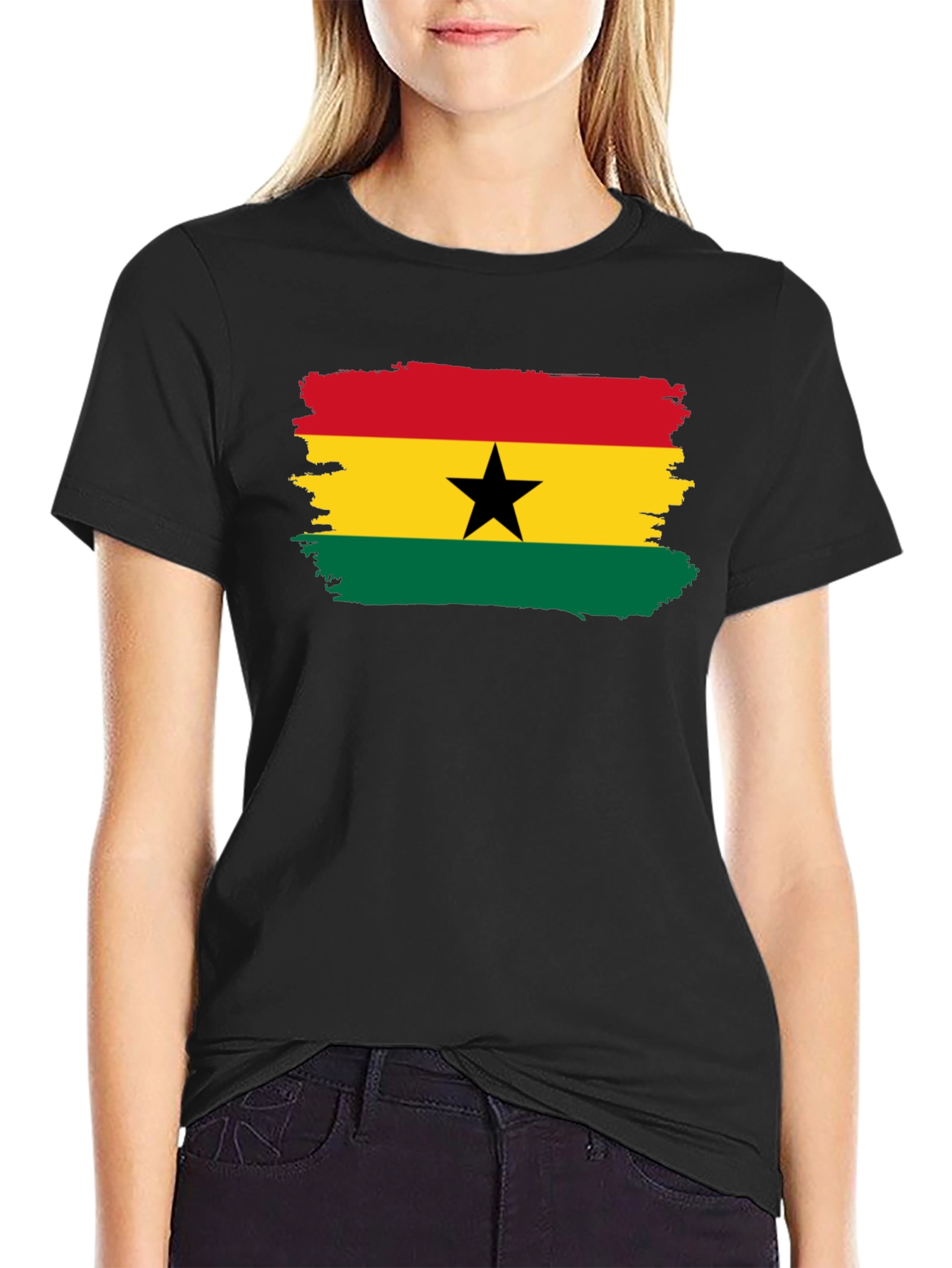 Ghana Flag T-Shirt - Black Cotton Tee