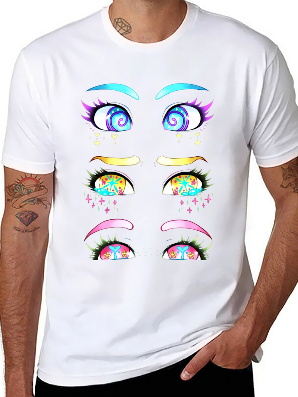 Eye-Catching Graphic T-Shirt: Anime Style Eyes Design