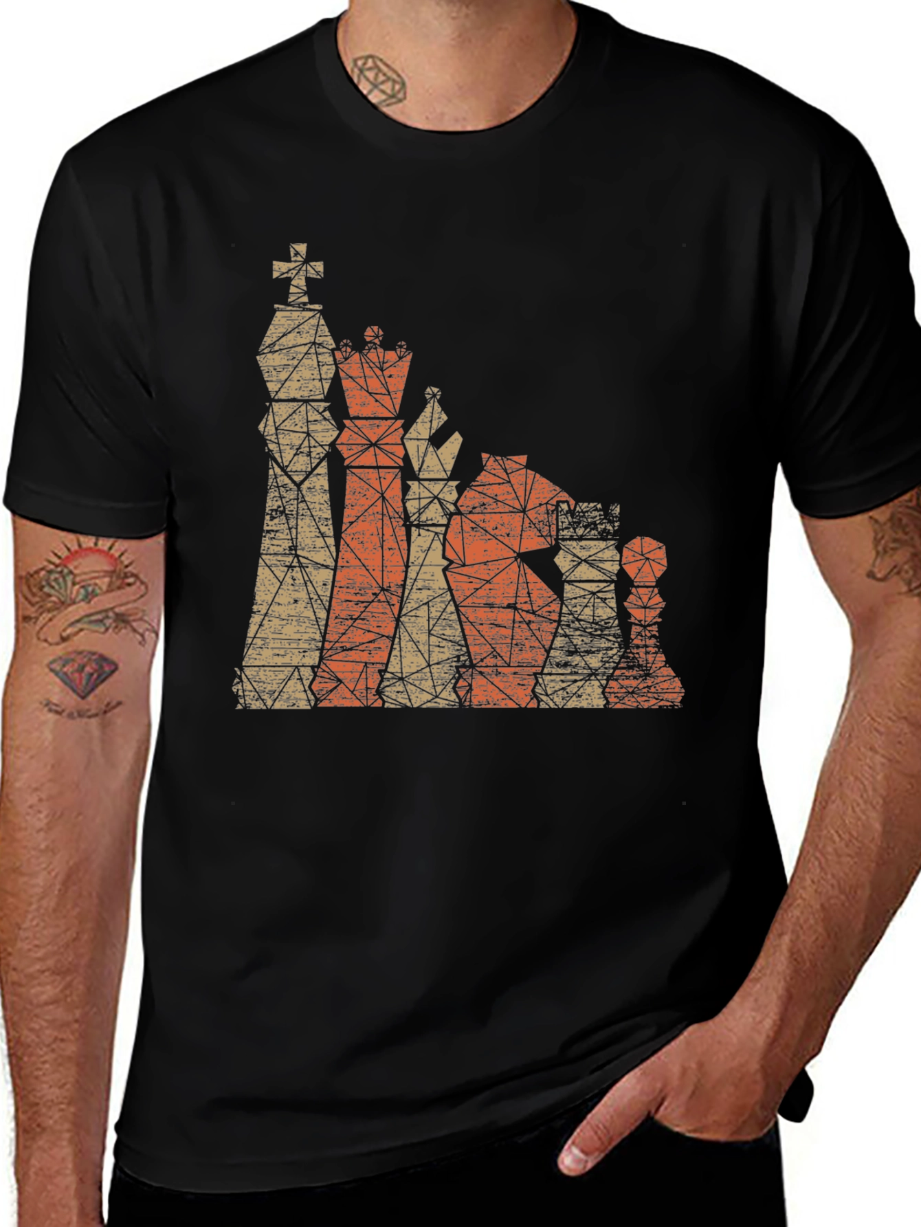 Geometric Chess Piece Graphic T-Shirt