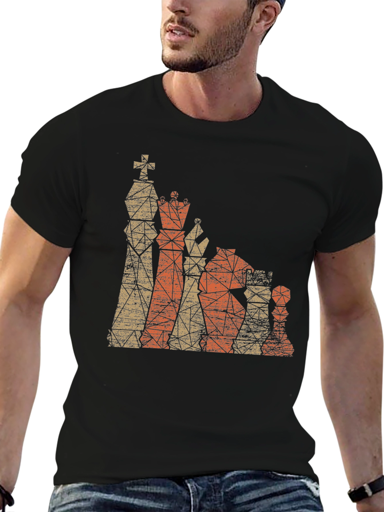 Geometric Chess Piece Graphic T-Shirt