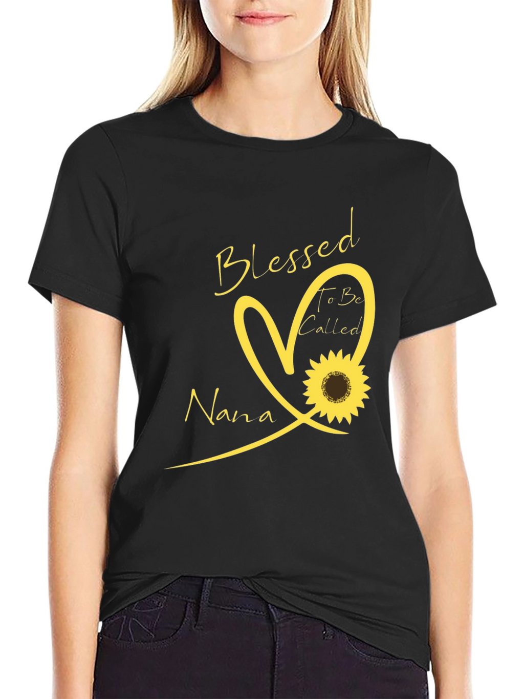 Blessed Nana T-Shirt - Sunflower Heart Design