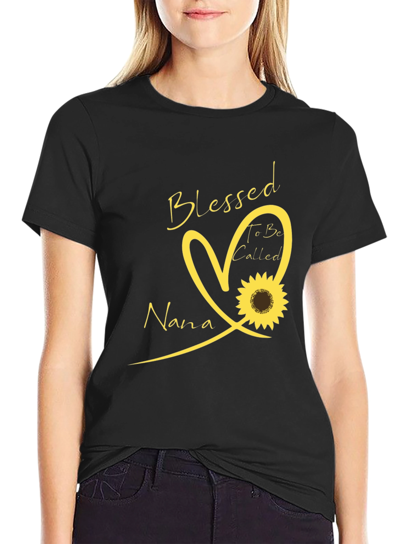 Blessed Nana T-Shirt - Sunflower Heart Design
