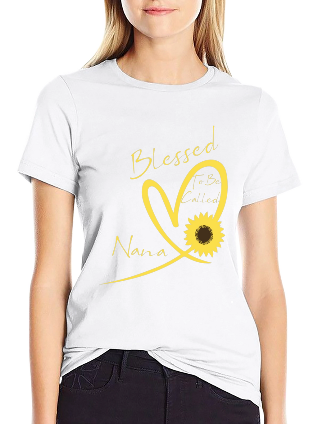 Blessed Nana T-Shirt - Sunflower Heart Design