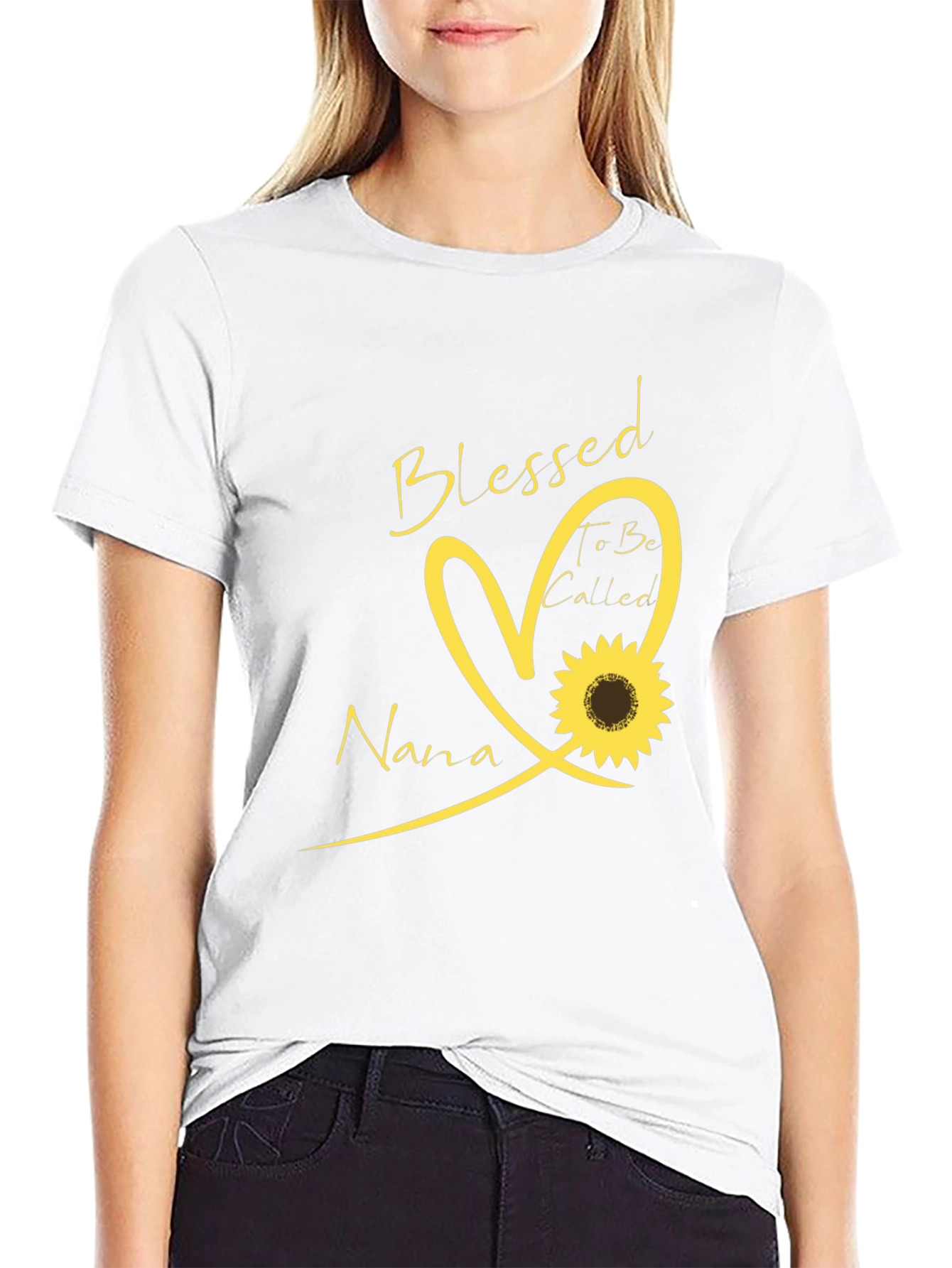 Blessed Nana T-Shirt - Sunflower Heart Design